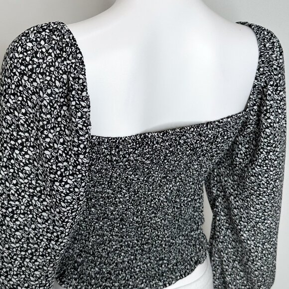 Abercrombie & Fitch Square Neck Balloon Puff Long Sleeve Top Ditsy Floral Print - Picture 12 of 16